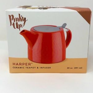 Red Ceramic Teapot & Infuser by Pinky Up - 20 oz